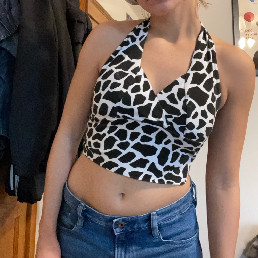 Vintage black and white halter top
